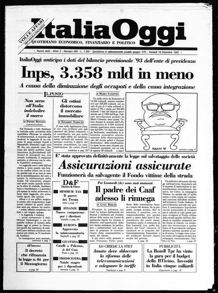 Italia oggi : quotidiano di economia finanza e politica